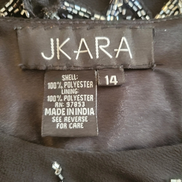 JKara Black Beaded Long Evening Gown Size 14 - Picture 8 of 8